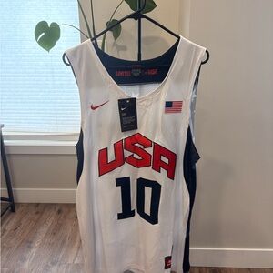 Nike USA White Basketball Jersey with Red and Black